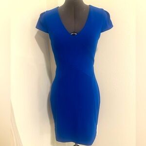Express V Neck Fitted Shift Dress Royal Blue Size XS